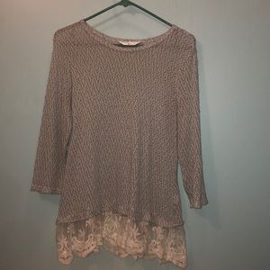 Krazy Kat Blue/Grey Lace Bottom top